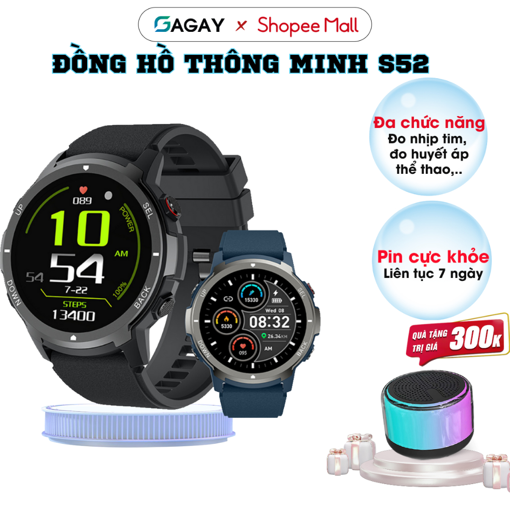 Đồng Hồ Thông Minh S52 Pro nghe gọi thông minh, smart watch nghe gọi, đo nhịp tim GAGAY