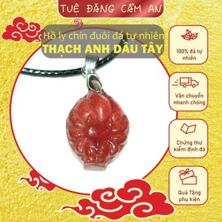 Mặt dây bằng đá chạm khắc hồ ly chúa, có giấy kiểm định đá thiên nhiên, Hỏa, thổ