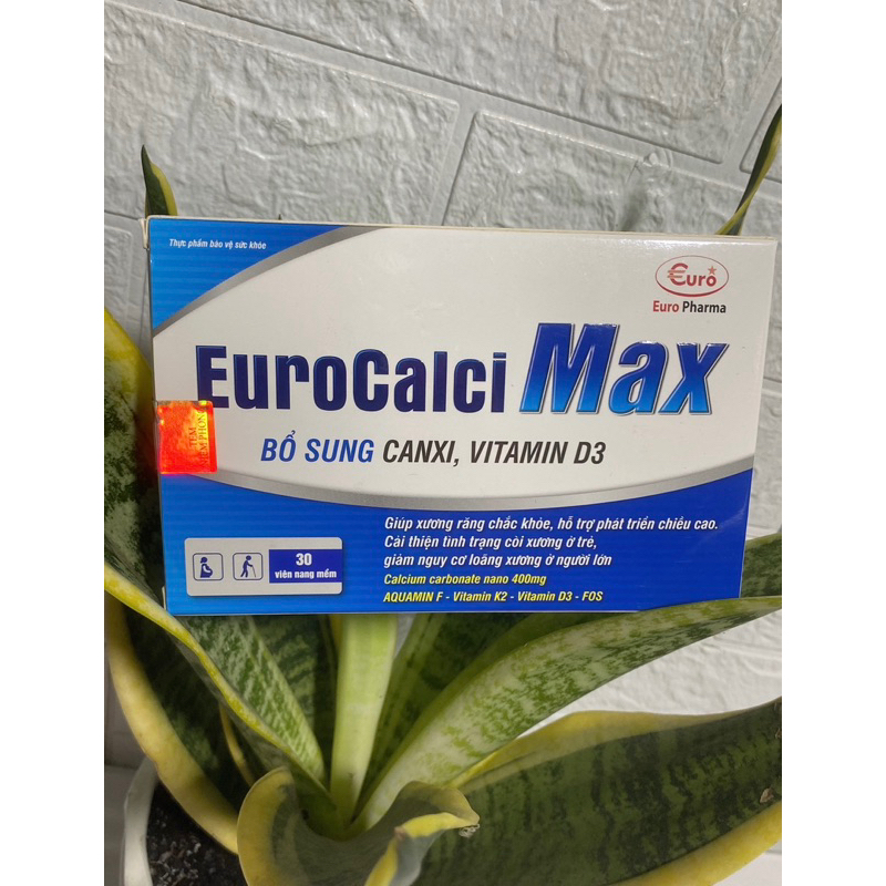 Eurocalci max_ Bổ sung canxi ,vitamin D3 giúp cải thiện tình trạng thiếu canxi, loãng xương