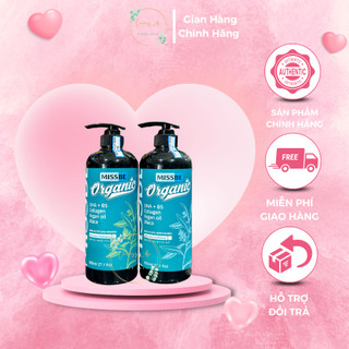 Cặp gội - xả siêu mềm mượt phục hồi collagen organic missbe 800ml