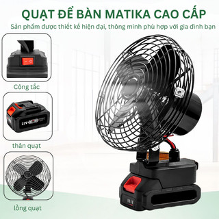Quạt tích điện đế pin để bàn makita pin 10 cell dùng liên tục 8h, quạt để bàn tích điện 2 cấp độ gió siêu mát