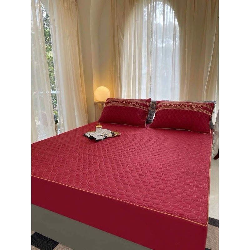 SET DRAP GIƯỜNG COTTON TRƠN LỤA [GỒM: 1 DRAP + 2 VỎ GỐI NẰM] [SIZE 1M6]