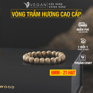 Vòng tay vegan trầm hương thuần chay tốc kiến cao cấp 6mm 21 hạt