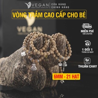 Vòng tay cho bé VEGAN Trầm Hương Thuần Chay tốc kiến cao cấp 21 hạt 6mm