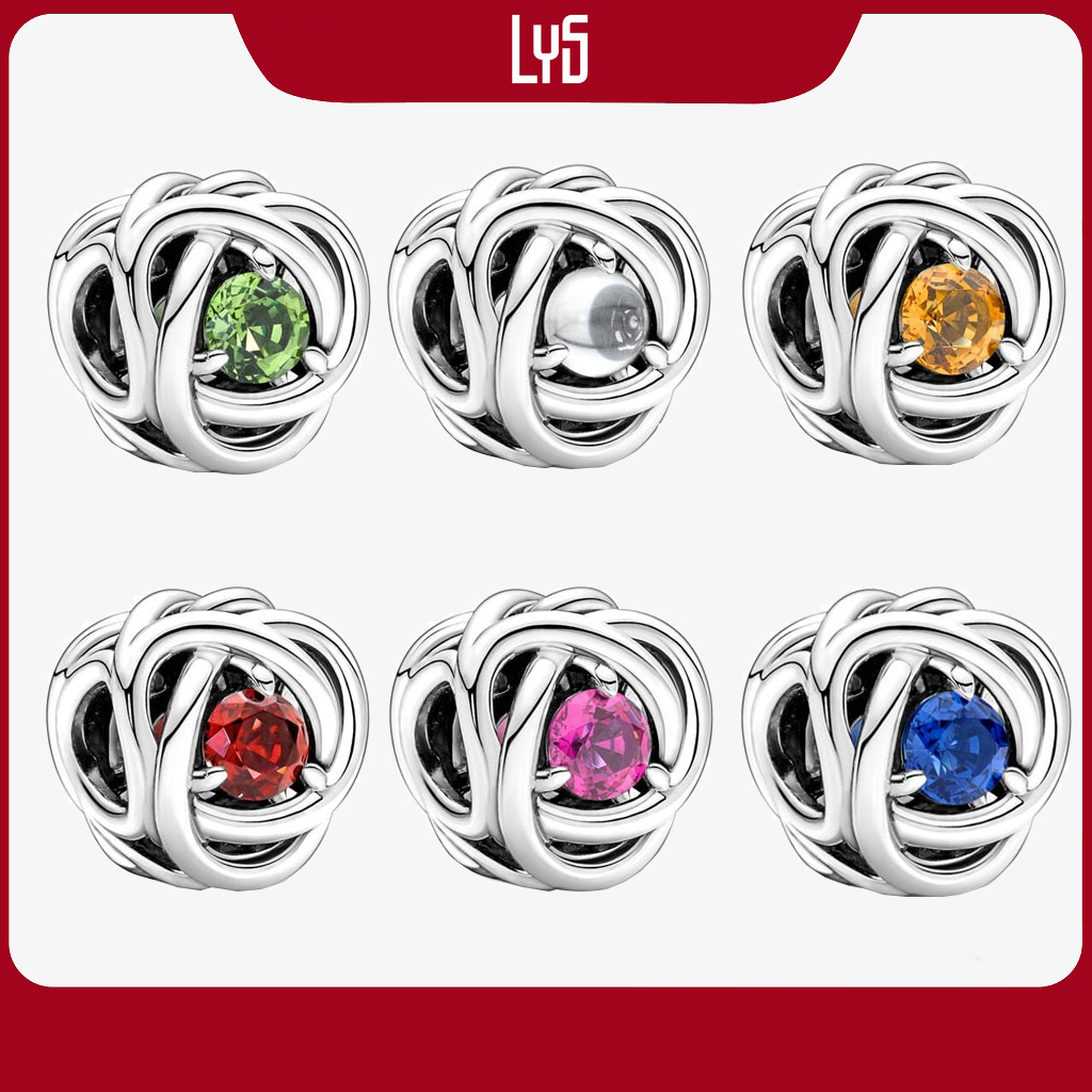 Charm Bạc Lys Phong Thủy Đá Tháng Sinh 1364 - Charm Bạc S925 cao cấp