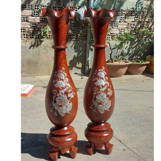 Cặp lục bình phong thủy-Cặp lộc bình gỗ lim cao 90 cm