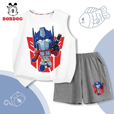 Bộ quần áo bé trai BOBDOG, set đồ bé trai chất thun cotton co giãn in hình optimus prim BD-BDO66