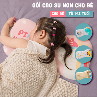 Gối cao su non cho bé từ 1 đến 12 tuổi 2 lõi tùy chỉnh độ cao mềm mại chống lệch xương cổ,chống ngạt,chống mỏi vai gáy