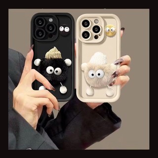 Ốp Điện Thoại viền nổi gắn Gấu mũ bông trắng cute Cho iphone 14 pro 14 promax 11 12 13/6/7/8plus/X xx103