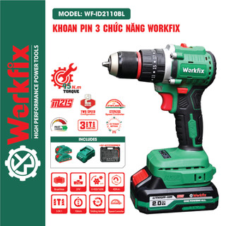 [Tặng phụ kiện] Máy khoan pin Workfix 2110bl - Khoan tường, bắt vít, khoan sắt - Lõi đồng 100% - Mũi khoan gỗ Makita