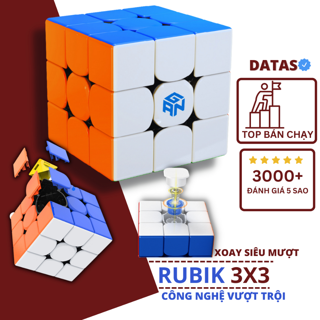 Rubik 3×3  Đồ Chơi Rubik 3 Tầng Stickerless logo GAN khối lập phương, Đồ chơi Rubik Gan DATAS.