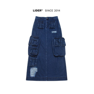 Chân váy jeans lider kennedy cargo denim skirt - dark blue