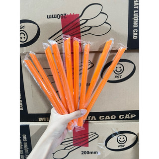 Ống hút phi 12 màu cam bọc màng từng ống - bịch 500g