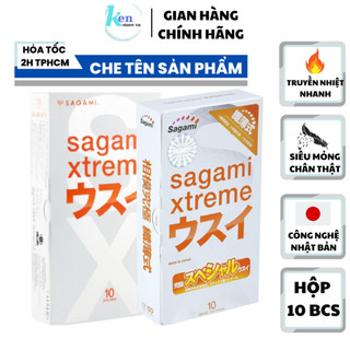  Bao cao su Sagami Super Thin siêu mỏng Nhật bản - Hộp 10 cái -  Cam kết che tên kín đáo 