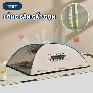 Lồng bàn gấp gọn TOAM đậy thức ăn, chất liệu vải polyester lưới thoáng khí bền chắc kích thước 70cm