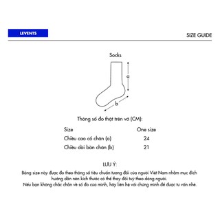 Vớ Levents Classic Blank Socks 100% Cotton Unisex