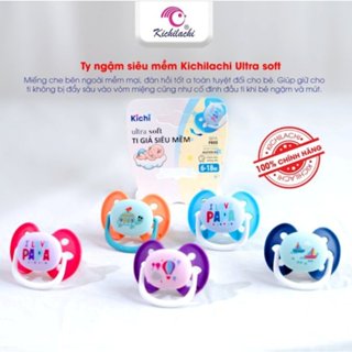 Ti giả Kichi Kichilachi Ultra Soft kiểu dáng ti giả Avent siêu mềm, núm vú chống vâu chất liệu silicone