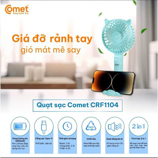 Quạt sạc cầm tay Comet CRF0804, CRF1104 sử dụng Pin Lithium