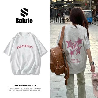 Áo phông form rộng nữ  100% cotton local brand  Salute mùa hè xám tiêu bigsize áo thun nữ Y0449