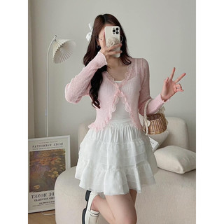 Áo khoác mỏng viền ren (ảnh thật/ có sẵn)