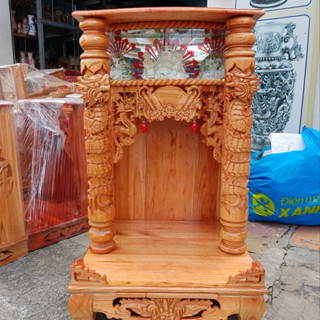 Bàn thờ thần tài gỗ xoan ngang 60cm điện tử (hàng đẹp)