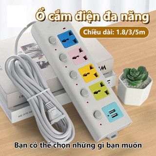 Ổ cắm điện đa năng thông minh nhiều màu sắc có cổng cắm USB tiện dụng