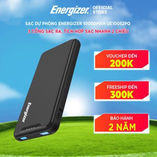 Sạc dự phòng Energizer UE10052/UE10052PQ - Thiết kế sang trọng, gọn nhẹ - tích hợp 2 cổng output - Hàng chính hãng