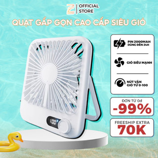 Quạt mini để bàn tích điện SK 2000mAh, xoay 180 độ, du lịch tiện lợi gấp gọn thiết kế hiện đại, dung lượng pin lớnZentop