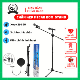 Chân đế kẹp micro BOM MIC STAND, giá đỡ mic đứng phòng thu, sân khấu chuyển nghiệp