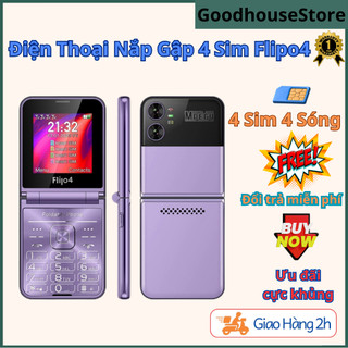 Điện thoại mini nắp gập flilo4 - 4 sim 4 sóng ổn định - hỗ trợ giả giọng mói - thiết kế độc lạ
