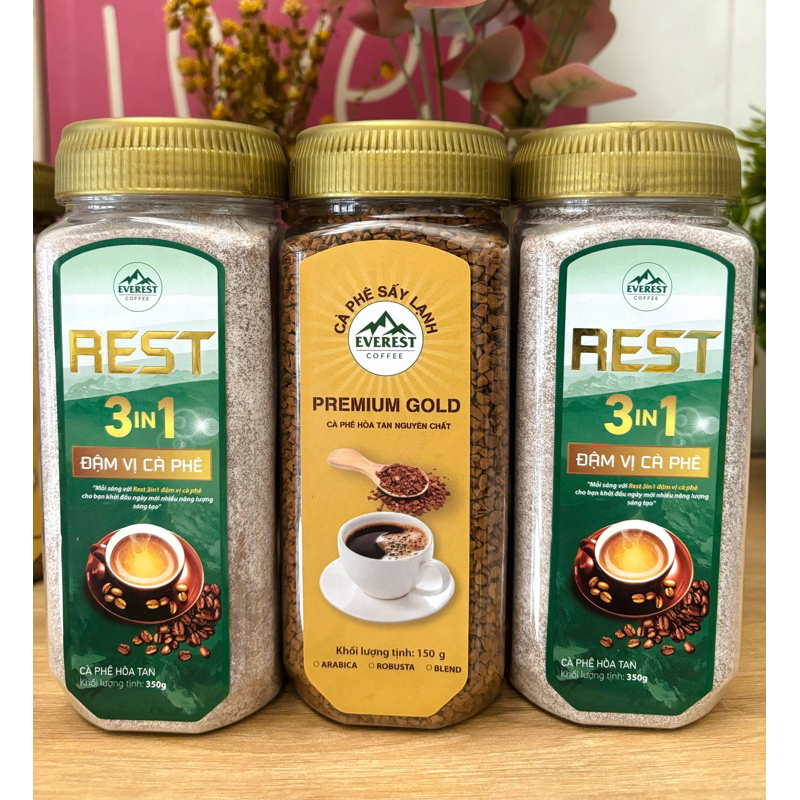 Combo 2 hũ 350g cafe sữa Rest 3in1+ hũ 150g cafe đen sấy lạnh