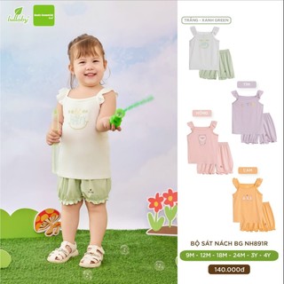 [CHÍNH HÃNG] Bộ quần áo sát nách quần đùi bé gái chất liệu sợi tre cao cấp Lullaby