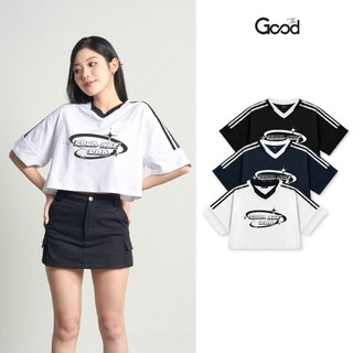 Áo Croptop Blockcore THE GOOD "GOOD NOT BAD",Áo Croptop Blockcore Nữ Phối Họa Tiết In Cổ Tim Chất Liệu Cotton Co Giãn