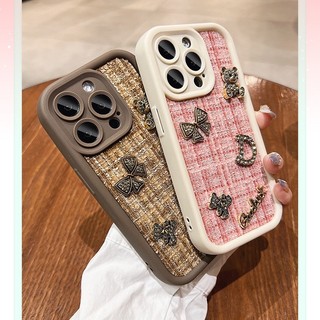 Ốp lưng iPhone giả dạ nền hồng camera cao gắn charm gấu kim loại iPhone 15 14 13 11 12 Pro Max 8 7 Plus X Xs Max xx048