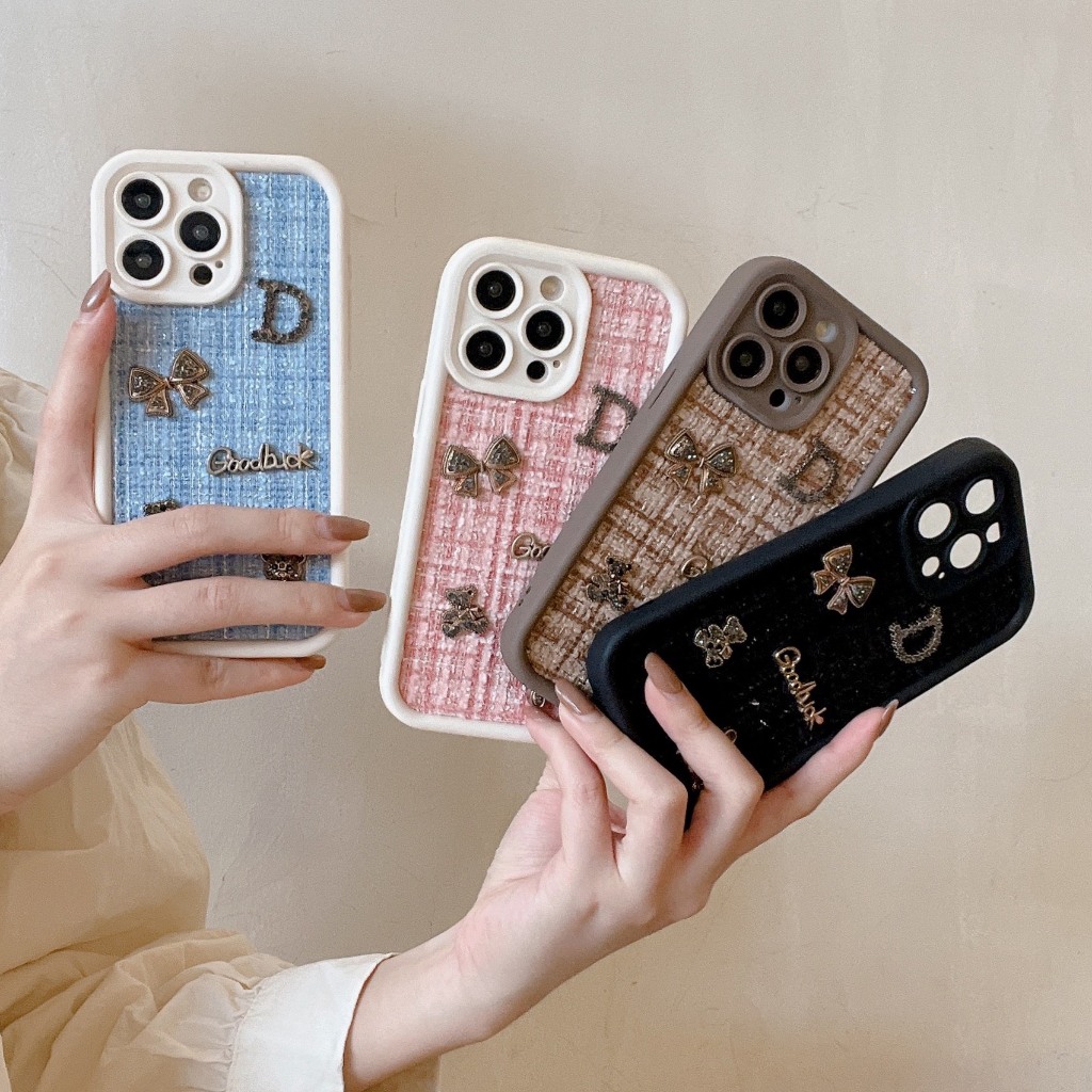 Ốp iPhone giả dạ nền hồng xanh camera viền cao gắn charm kim loại iPhone 15 14 13 11 12 Pro Max 8 7 