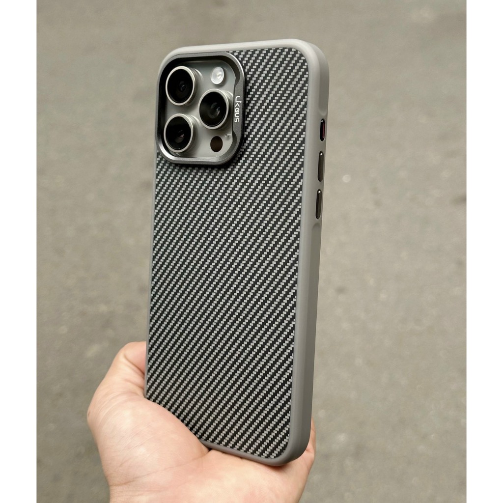 ( Màu xám) Ốp lưng iPhone 15 Pro/ 15 Pro Max/ 14 Pro Max/ 13 Pro Max, iPhone 12 Pro Max, ốp vân Carb