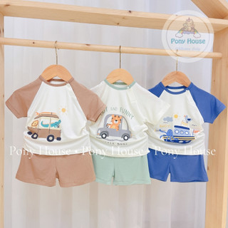Bộ cộc tay uala rogo chất bambo siêu mềm, mịn, thoáng khí cho bé trai bé gái 6-9m đến 2-3y