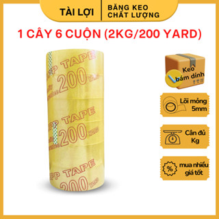 [HỎA TỐC] Băng Keo Đóng Hàng Dán Thùng, Băng Dính Đóng Thùng 200Yard 2Kg (1 Cây 6 Cuộn) - Tài Lợi