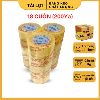 COMBO 18 CUỘN / 6KG (3 Cây 200yard) băng keo trong đục, băng dính đóng thùng đóng hàng keo bám dính cao, chịu lực tốt