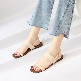 Giày sandal nữ mwc 2462 - sandal nữ quai ngang basic chất liệu da thời trang