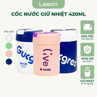 Cốc nước giữ nhiệt Lason Mature inox 316, chống tràn, ly uống cafe giữ nhiệt 6 - 8 tiếng 420ml COC-GN00522