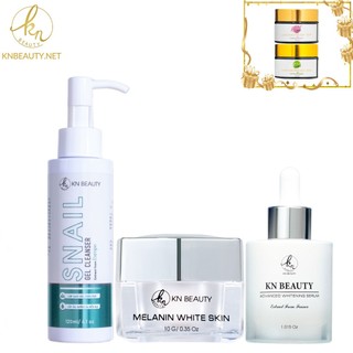Kn beauty - combo 3 bước ngừa nám trắng da: kem dưỡng + serum + sữa rửa mặt