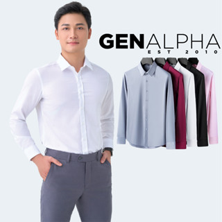 Áo Sơ Mi Nam Trơn Tay Dài GEN ALPHA cổ Đức, vải chéo mềm mịn hạn chế nhăn, nhiều màu, dễ mặc