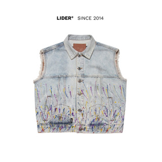 Áo gilet jeans lider isaac splatter denim gilet