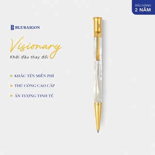 Bút ký cao cấp blusaigon visionary - bút bi ngọc trai trắng bắc úc - mạ vàng
