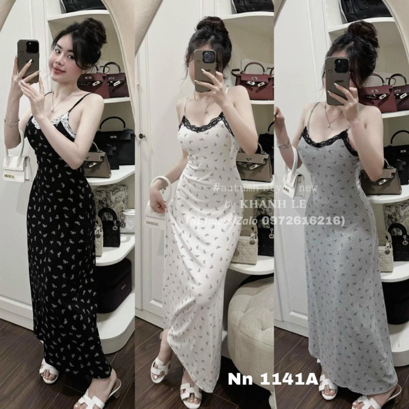 VÁY 2 DÂY TĂM PHỐI REN IN NƠ
