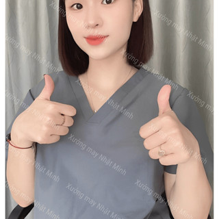 Bộ Scrubs Cao Cấp COTTON, Bộ Đồ Cổ Tim Mầm non, Bệnh viện,Spa, Bộ điều dưỡng