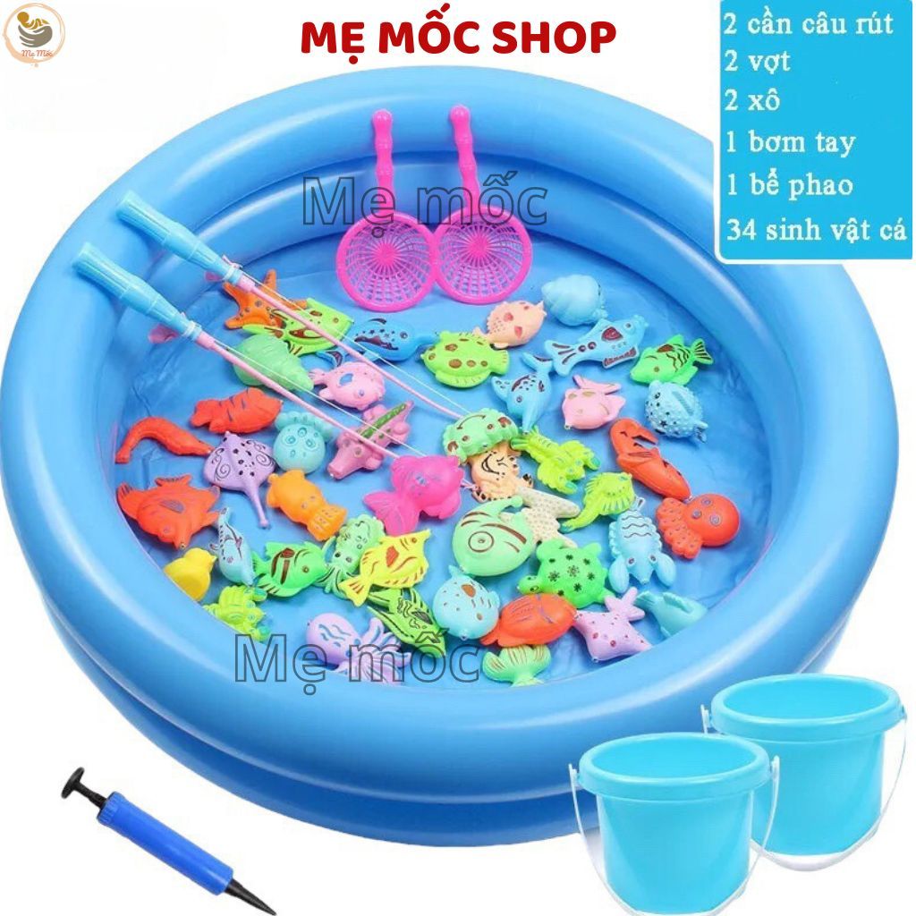 Đồ Chơi Câu Cá 42 Chi Tiết Size Lớn Kèm Phao Memocshop Câu Cá Nam Châm Nhựa Cho Bé Có Bể Hơi,Cần Câu