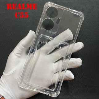 Ốp Lưng Realme C55 Trong Chống Sốc Gù Bảo Vệ Camera Kèm Ngăn Đựng Thẻ Card, Hình Ảnh