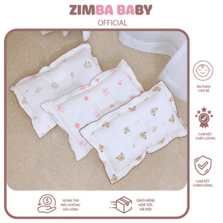 Gối lõm joonee gối bông mềm chống méo đầu cho bé chất vải xô muslin mềm mại zimbababy